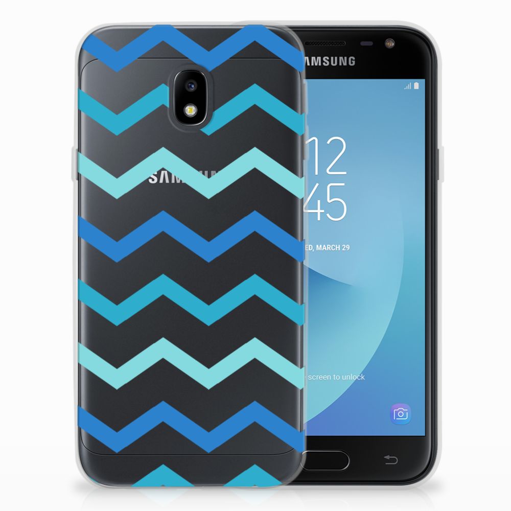Samsung Galaxy J3 2017 TPU bumper Zigzag Blauw