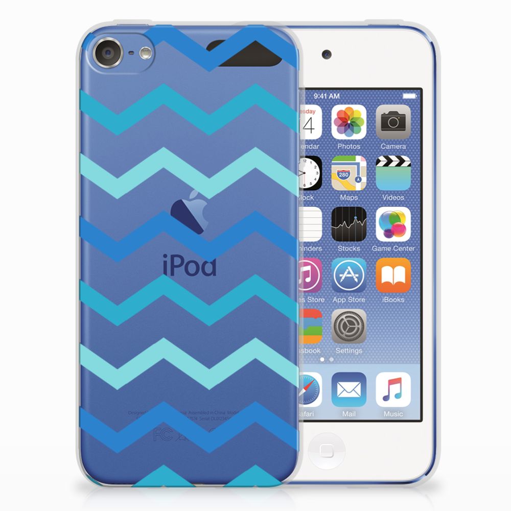 Apple iPod Touch 5 | 6 Uniek TPU Hoesje Zigzag Blauw