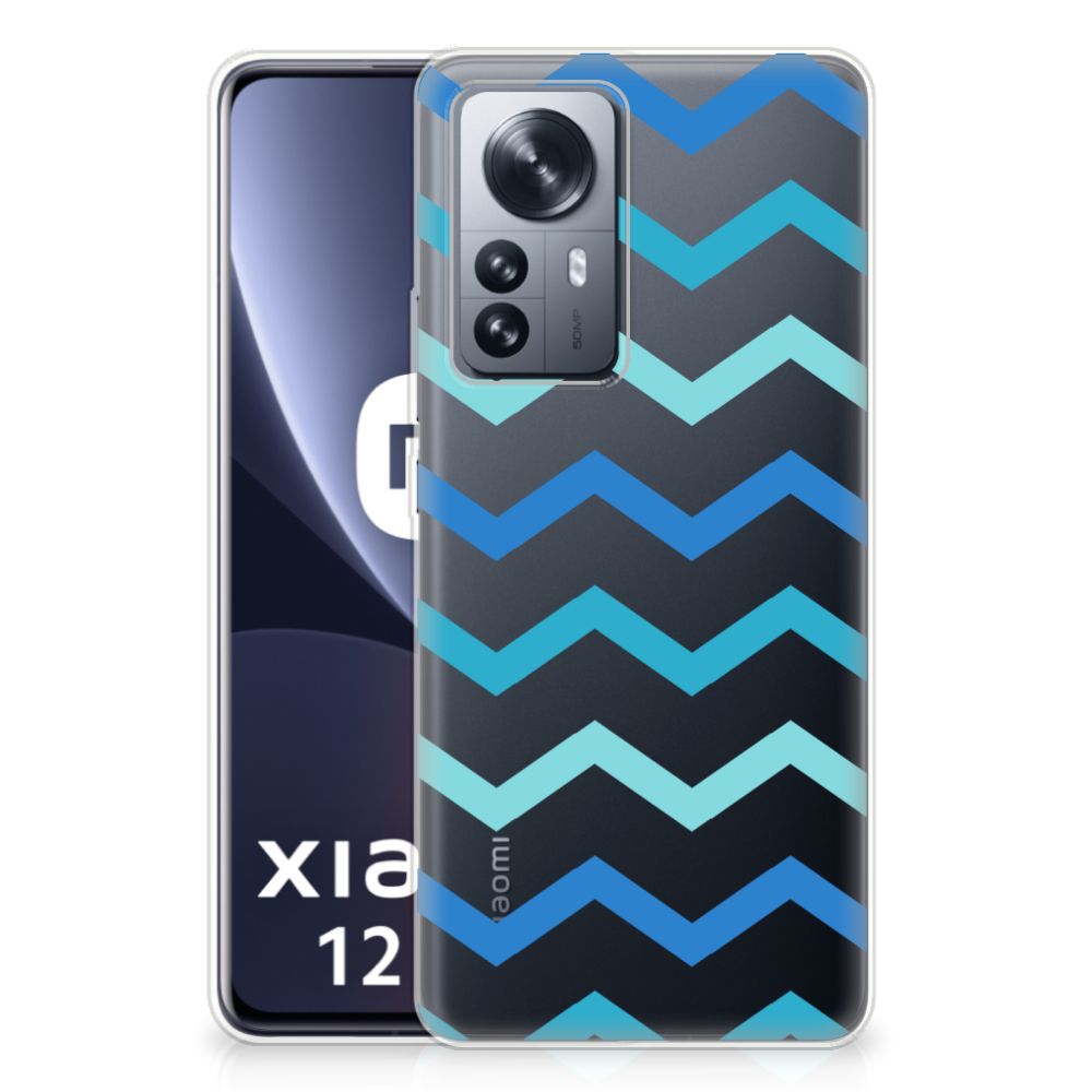 Xiaomi 12 Pro TPU bumper Zigzag Blauw