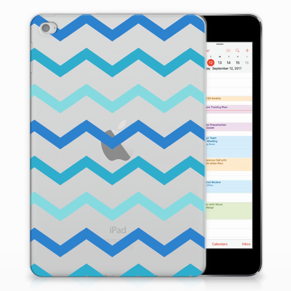 Apple iPad Mini 4 Uniek Tablethoesje Zigzag Blauw