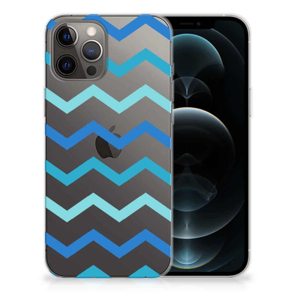 iPhone 12 Pro Max TPU bumper Zigzag Blauw