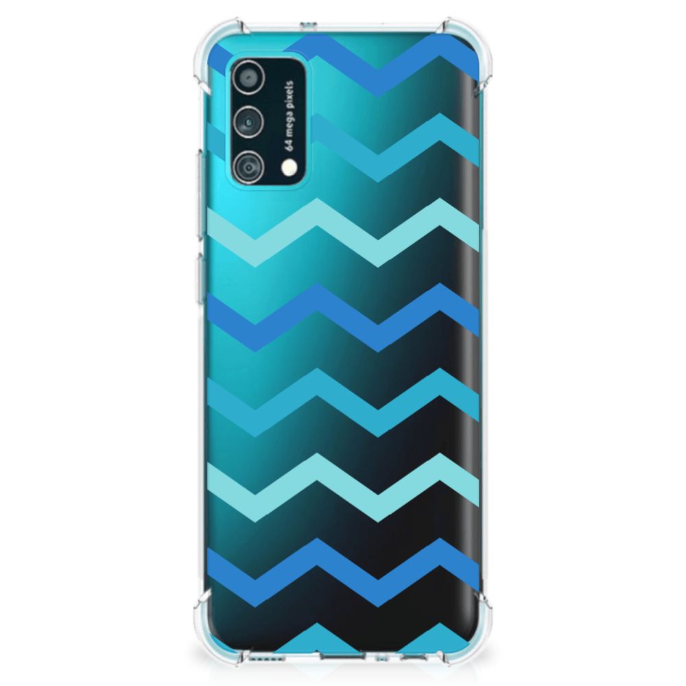 Samsung Galaxy M02s | A02s Doorzichtige Silicone Hoesje Zigzag Blauw