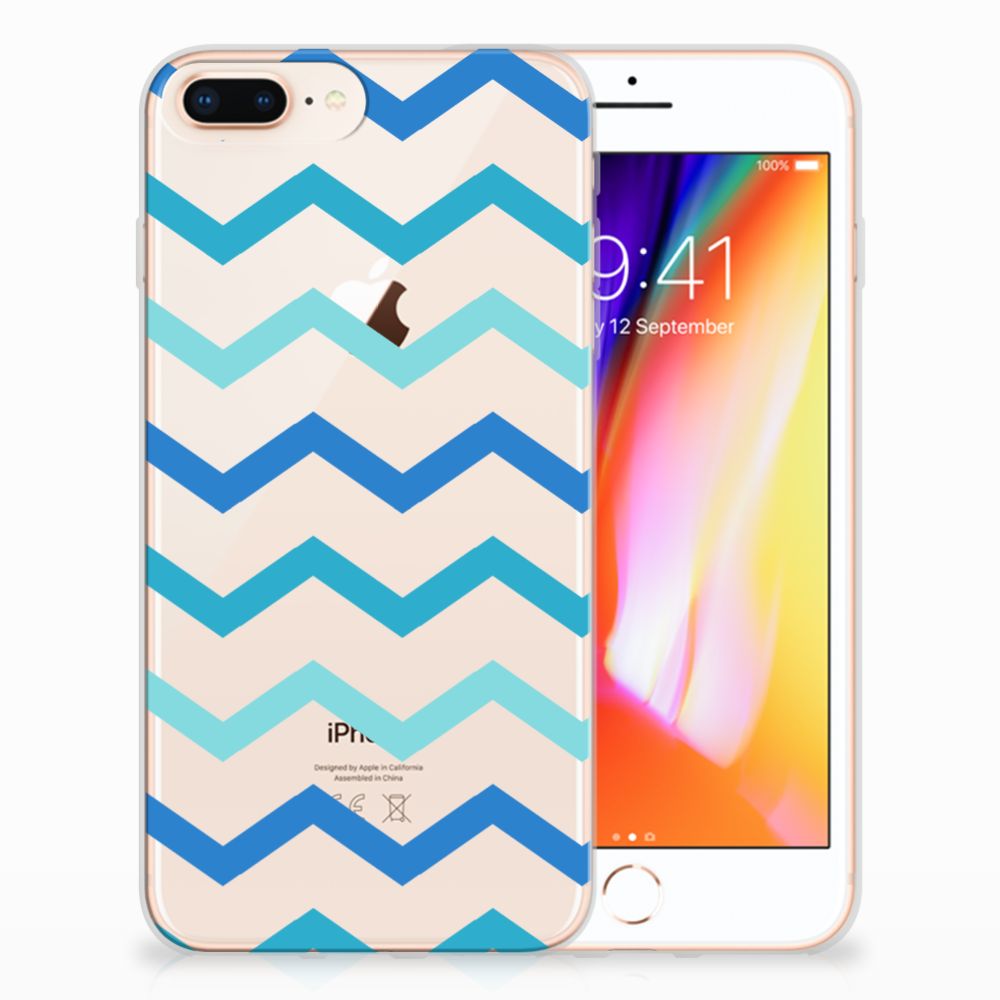 Apple iPhone 7 Plus | 8 Plus TPU bumper Zigzag Blauw