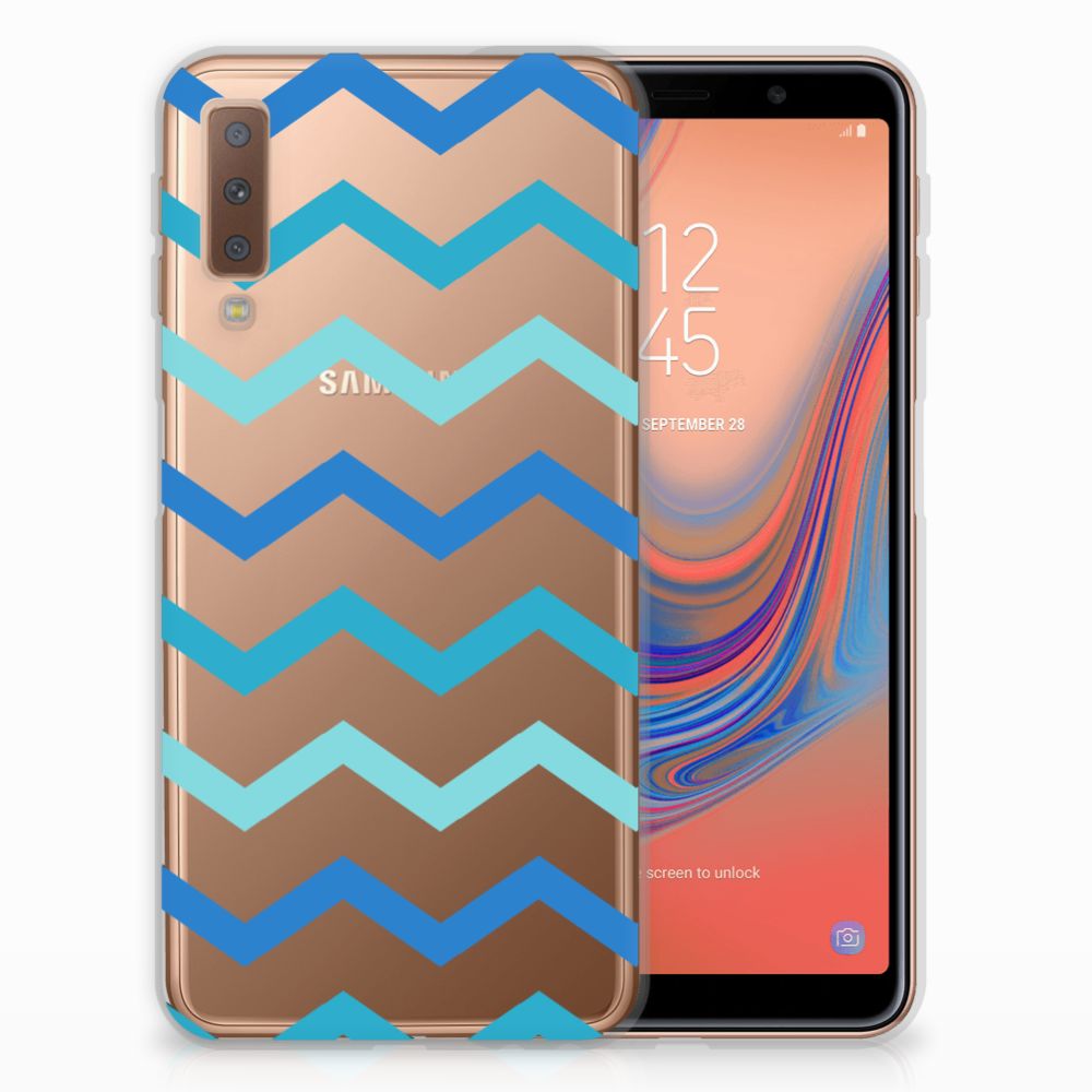 Samsung Galaxy A7 (2018) TPU bumper Zigzag Blauw