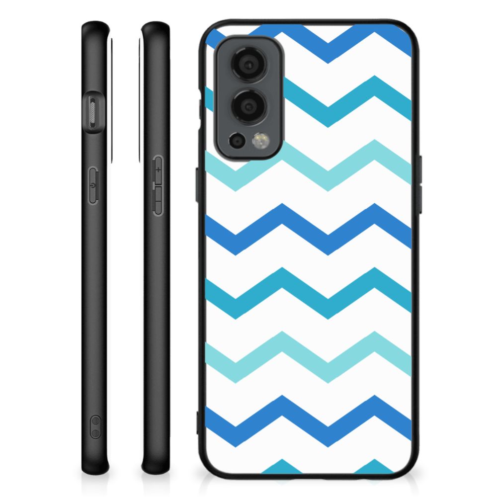OnePlus Nord 2 Back Case Zigzag Blauw