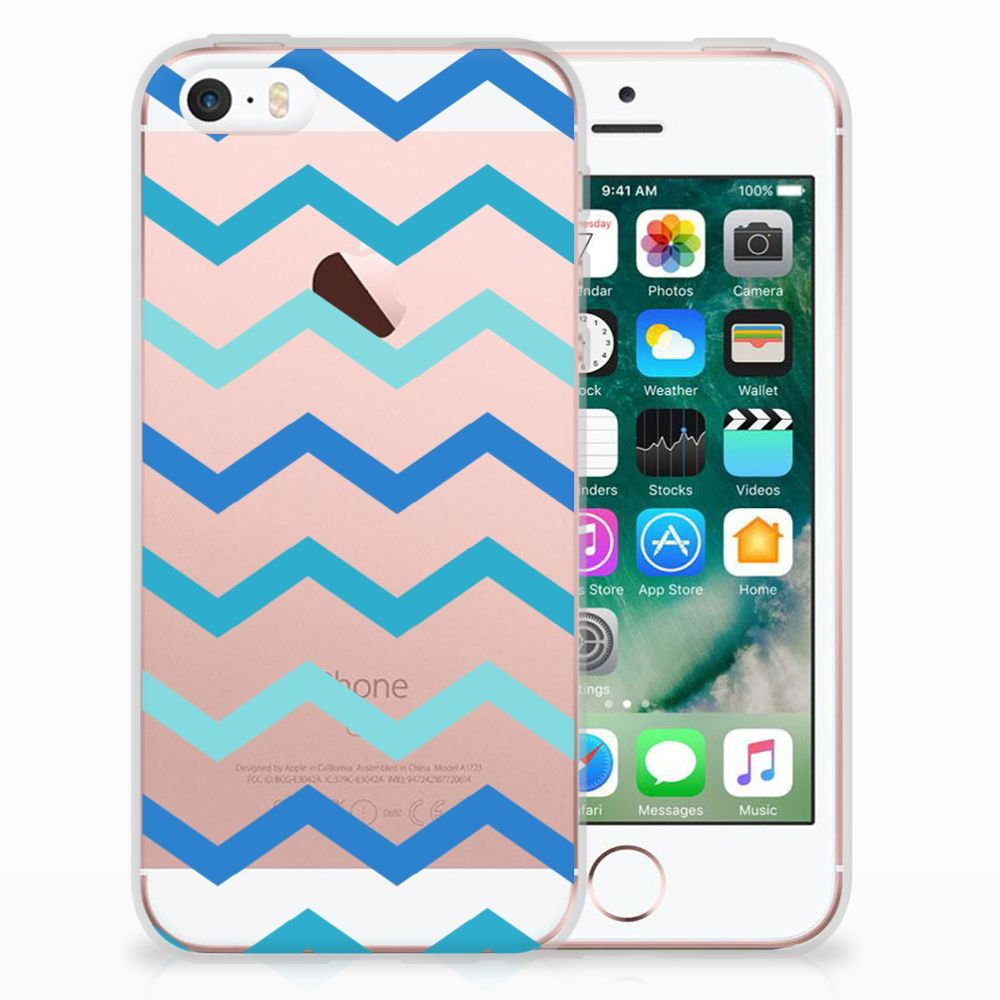 Apple iPhone SE | 5S TPU bumper Zigzag Blauw