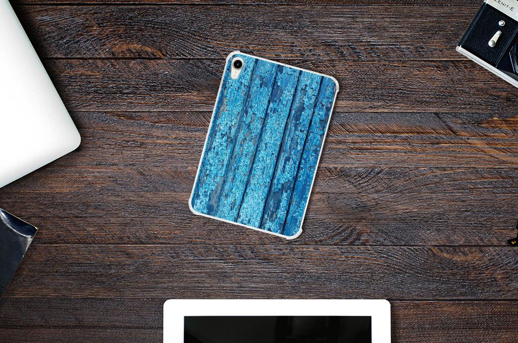 Apple iPad mini 6 (2021) Silicone Tablet Hoes Wood Blue