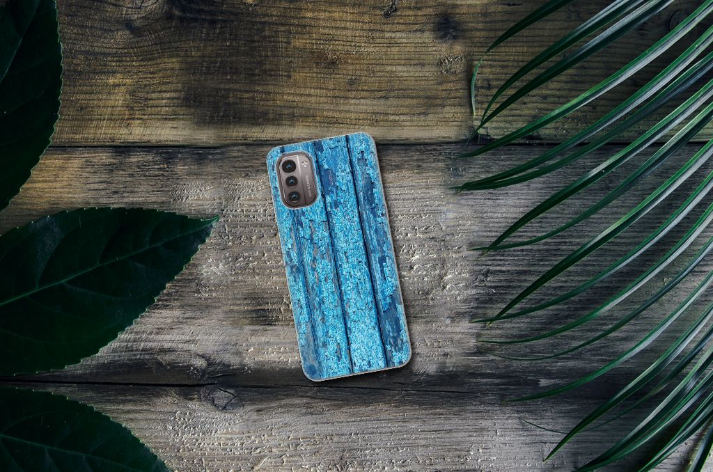 Nokia G21 | G11 Bumper Hoesje Wood Blue