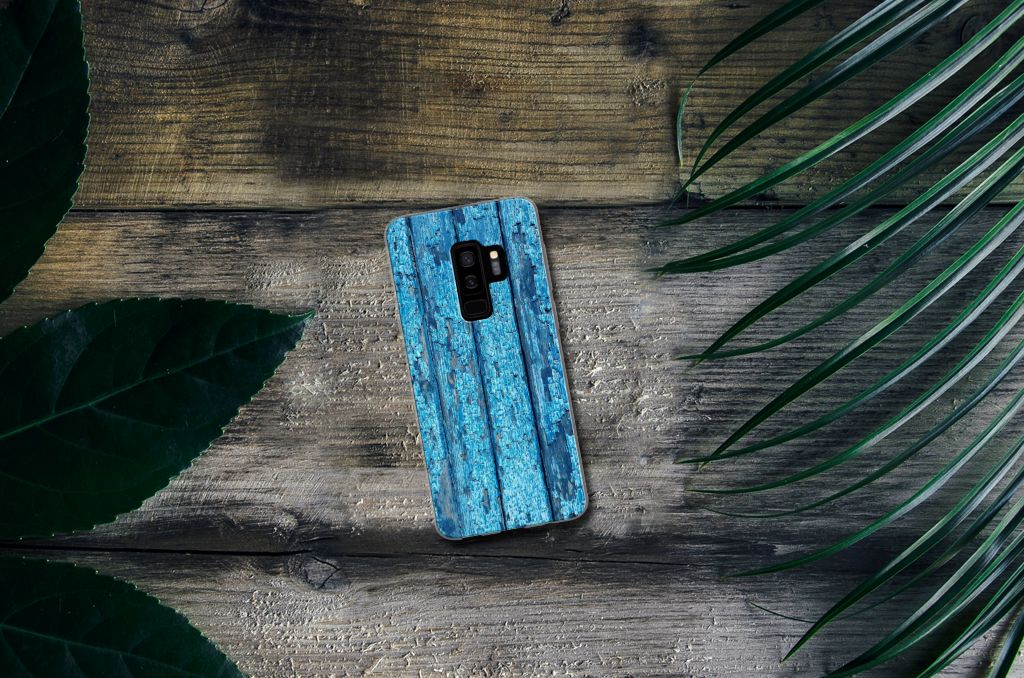 Samsung Galaxy S9 Plus Bumper Hoesje Wood Blue