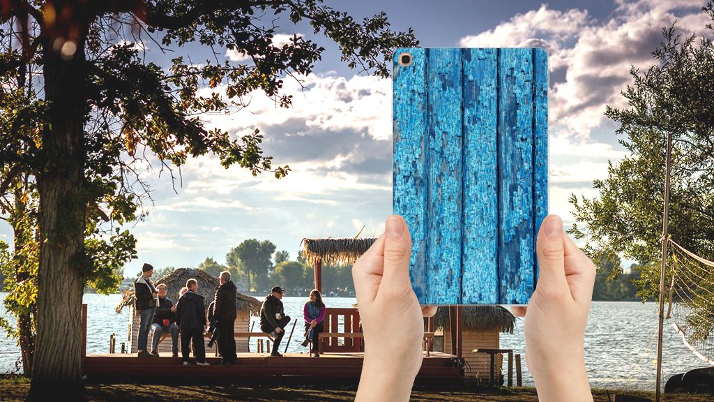 Samsung Galaxy Tab A 10.1 (2019) Silicone Tablet Hoes Wood Blue
