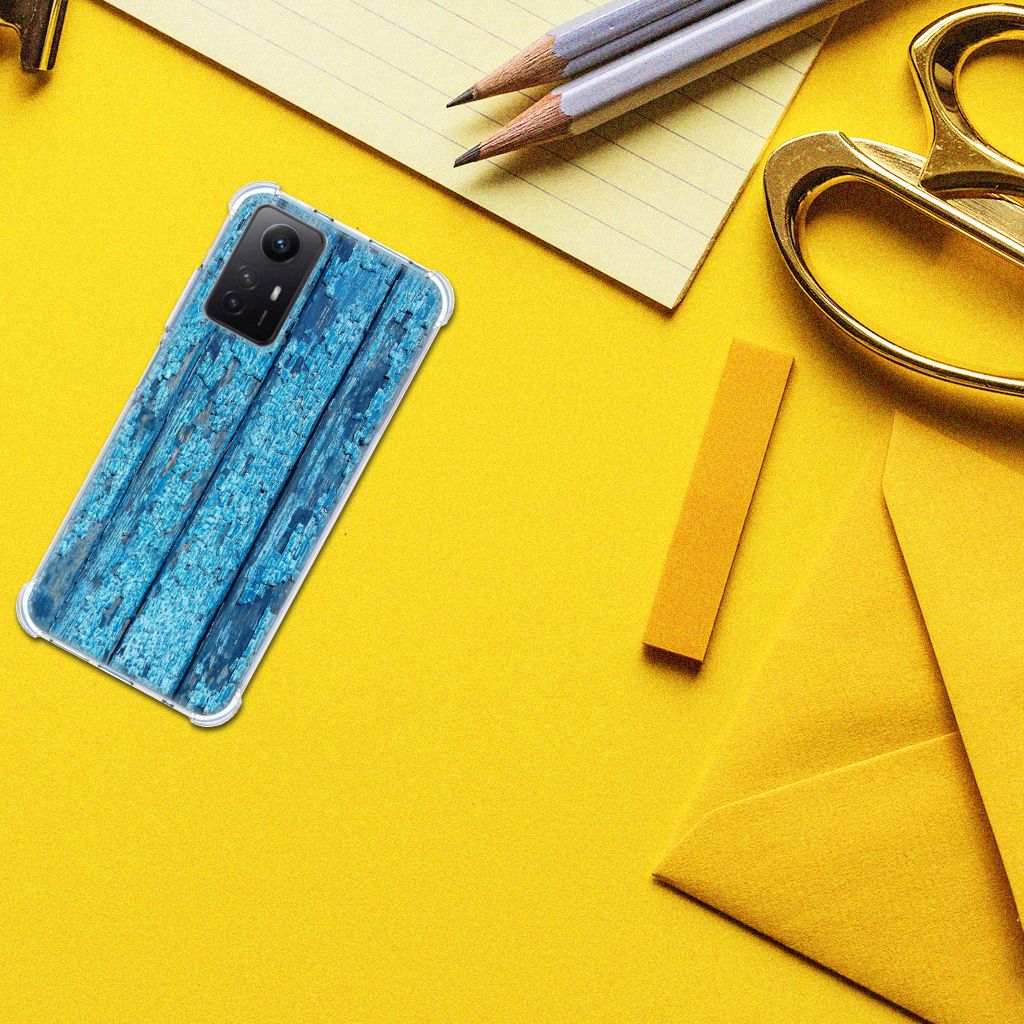 Xiaomi Redmi Note 12s Stevig Telefoonhoesje Wood Blue