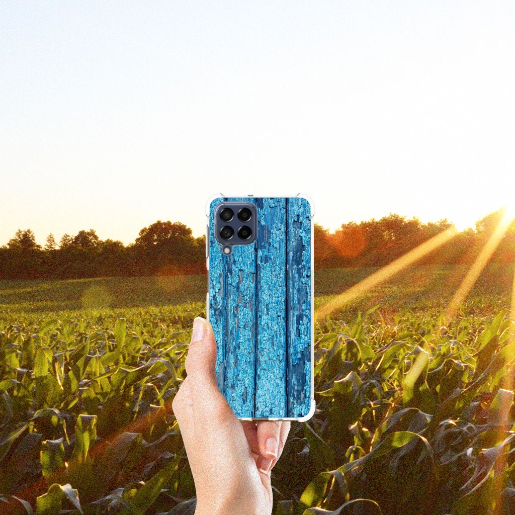 Samsung Galaxy M53 Stevig Telefoonhoesje Wood Blue