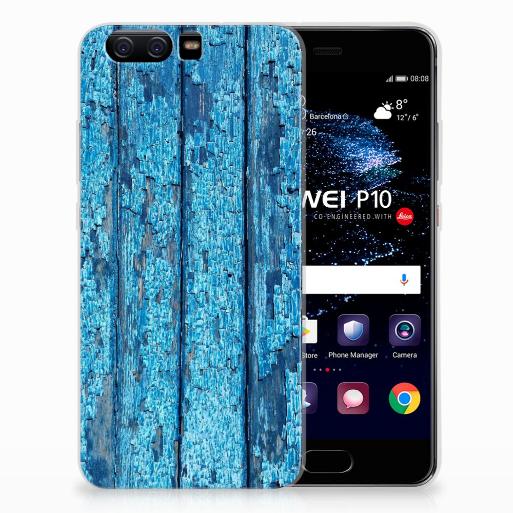 Huawei P10 Uniek TPU Hoesje Wood Blue