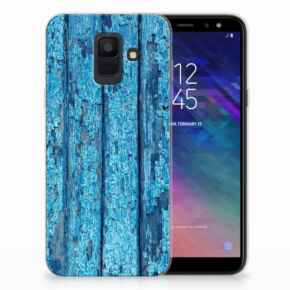 Samsung Galaxy A6 (2018) Bumper Hoesje Wood Blue