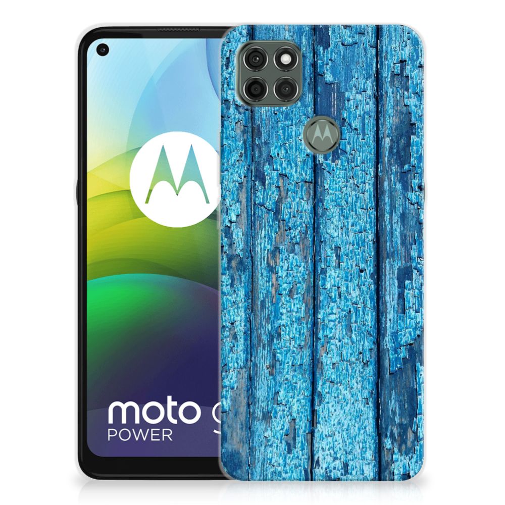 Motorola Moto G9 Power Bumper Hoesje Wood Blue