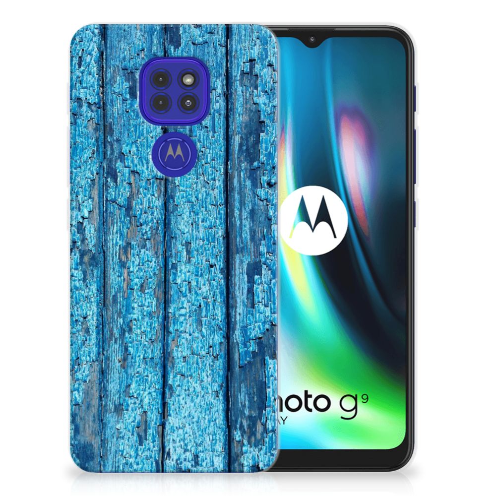 Motorola Moto G9 Play | E7 Plus Bumper Hoesje Wood Blue