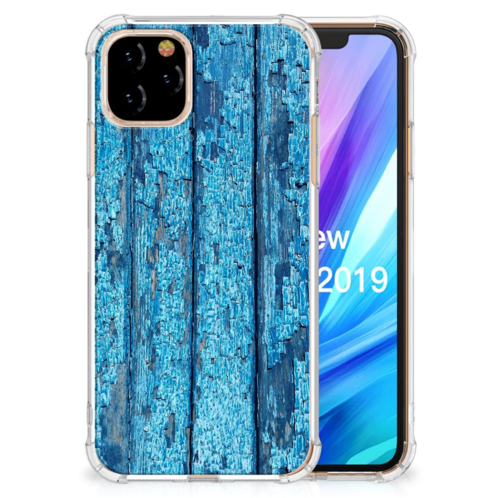Apple iPhone 11 Pro Stevige Telefoonhoesje Wood Blue