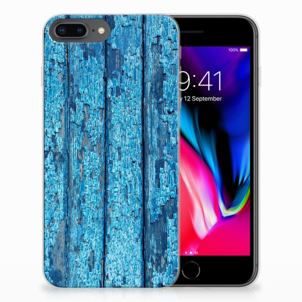 Apple iPhone 7 Plus | 8 Plus Uniek TPU Hoesje Wood Blue