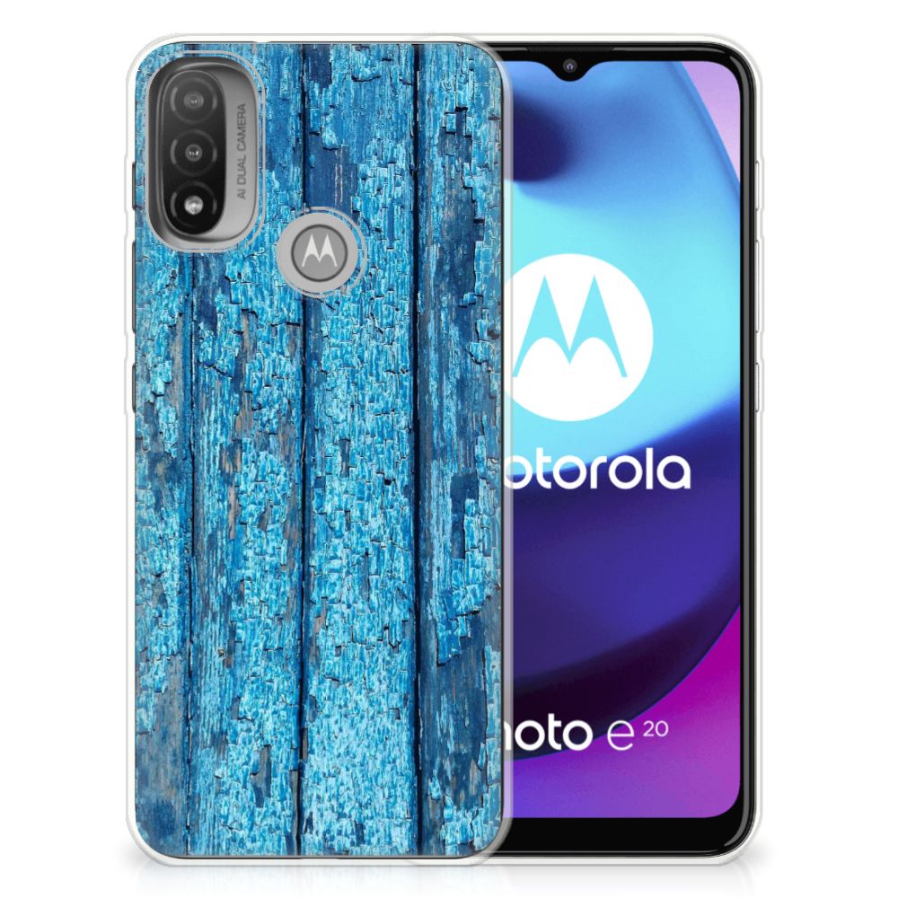Motorola Moto E20 | E40 Bumper Hoesje Wood Blue