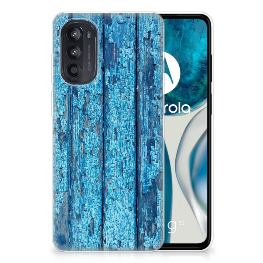 Motorola Moto G52/G82 Bumper Hoesje Wood Blue