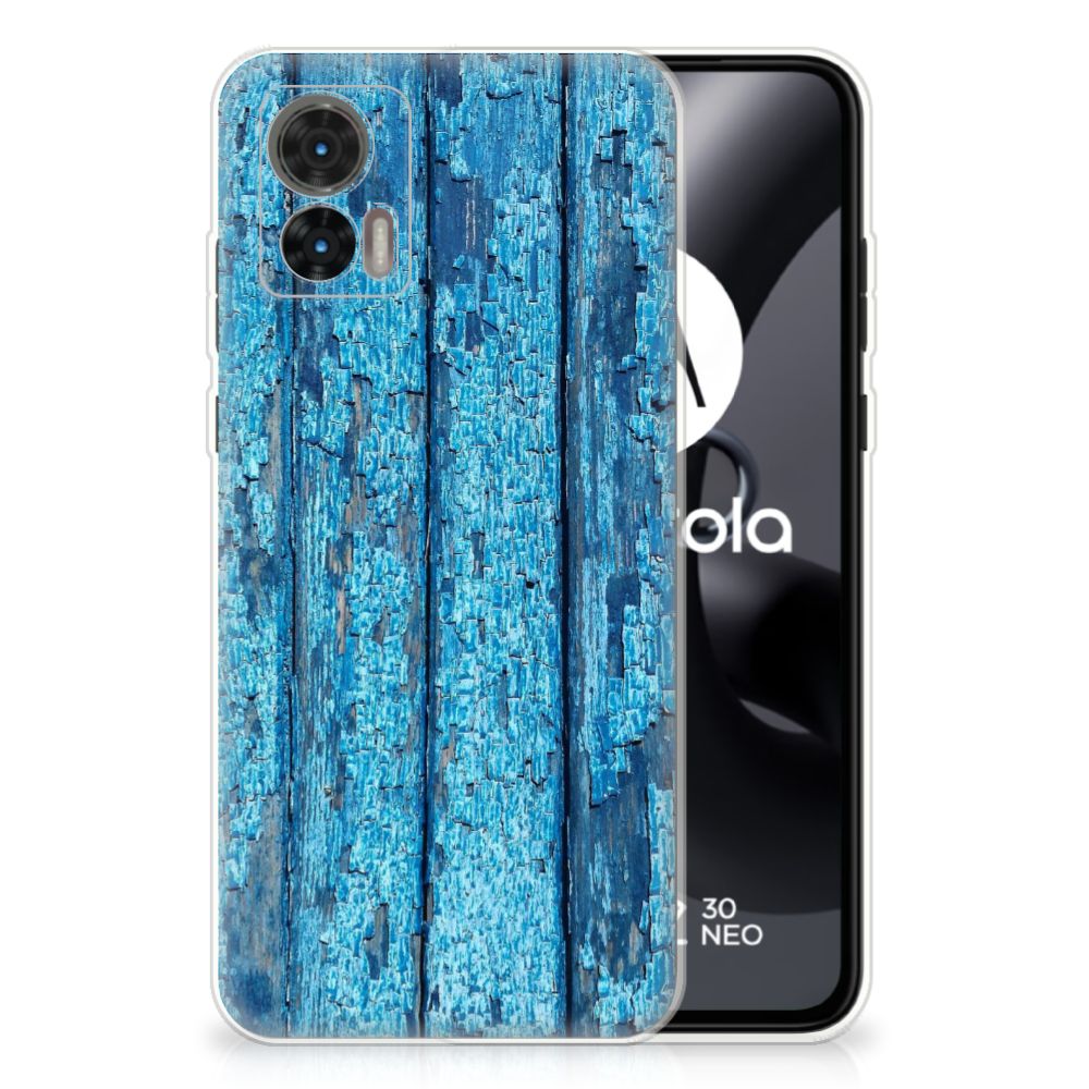 Motorola Edge 30 Neo Bumper Hoesje Wood Blue