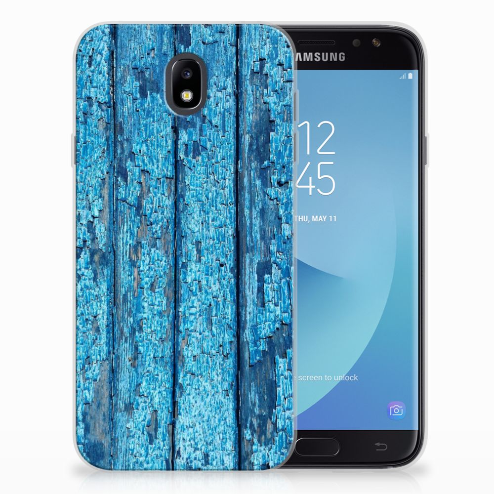 Samsung Galaxy J7 2017 | J7 Pro Bumper Hoesje Wood Blue