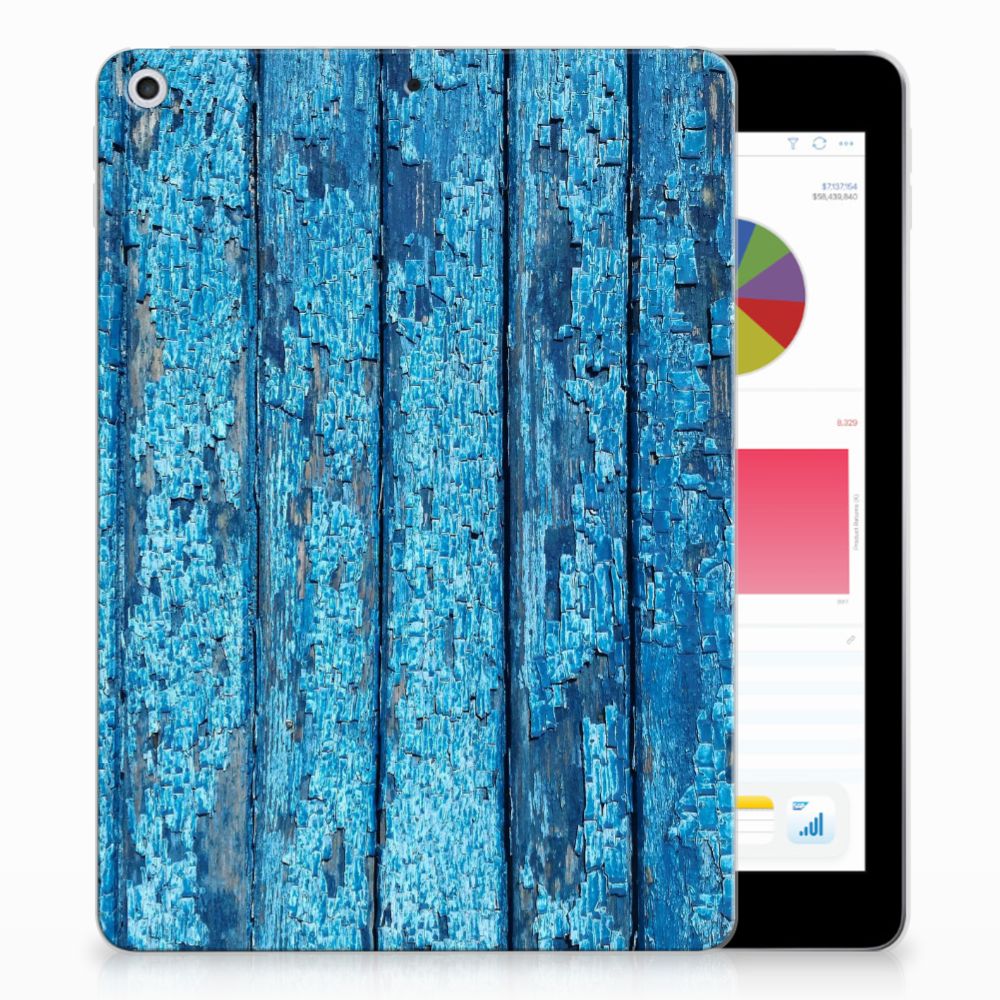 Apple iPad 9.7 2018 | 2017 Silicone Tablet Hoes Wood Blue