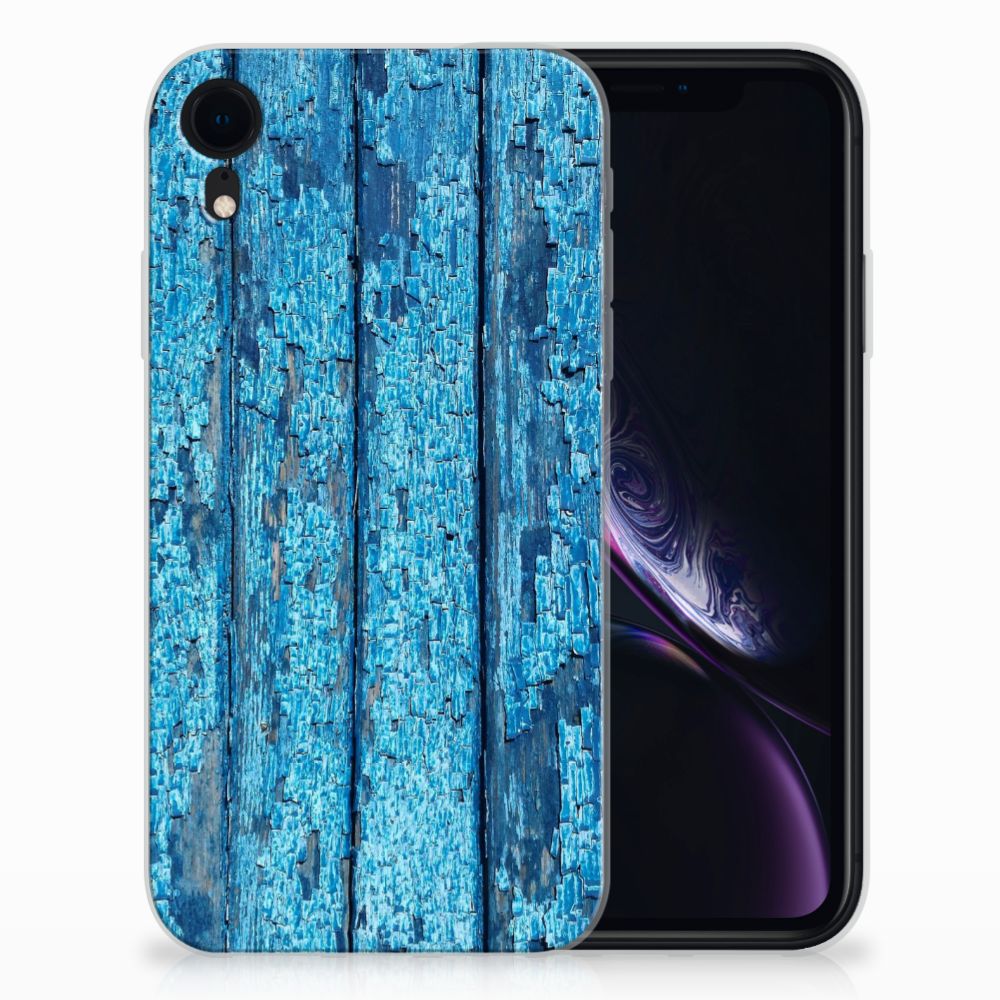 Apple iPhone Xr Bumper Hoesje Wood Blue
