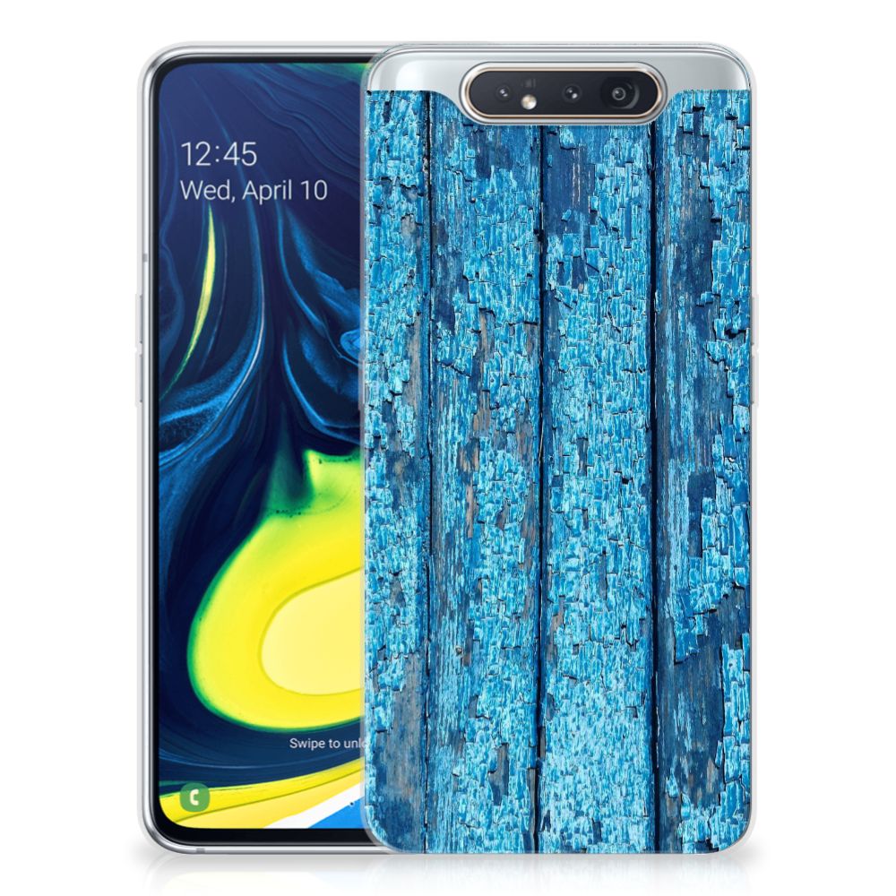Samsung Galaxy A80 Bumper Hoesje Wood Blue