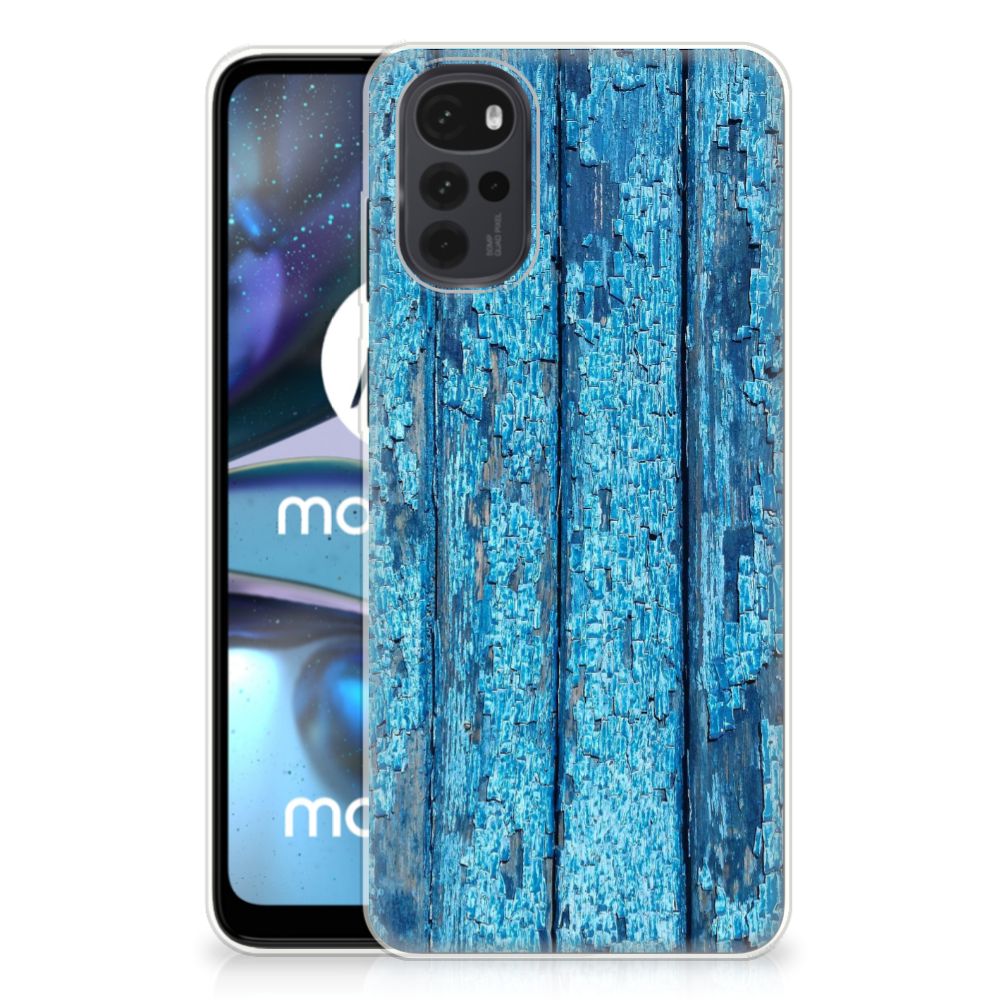 Motorola Moto G22 Bumper Hoesje Wood Blue