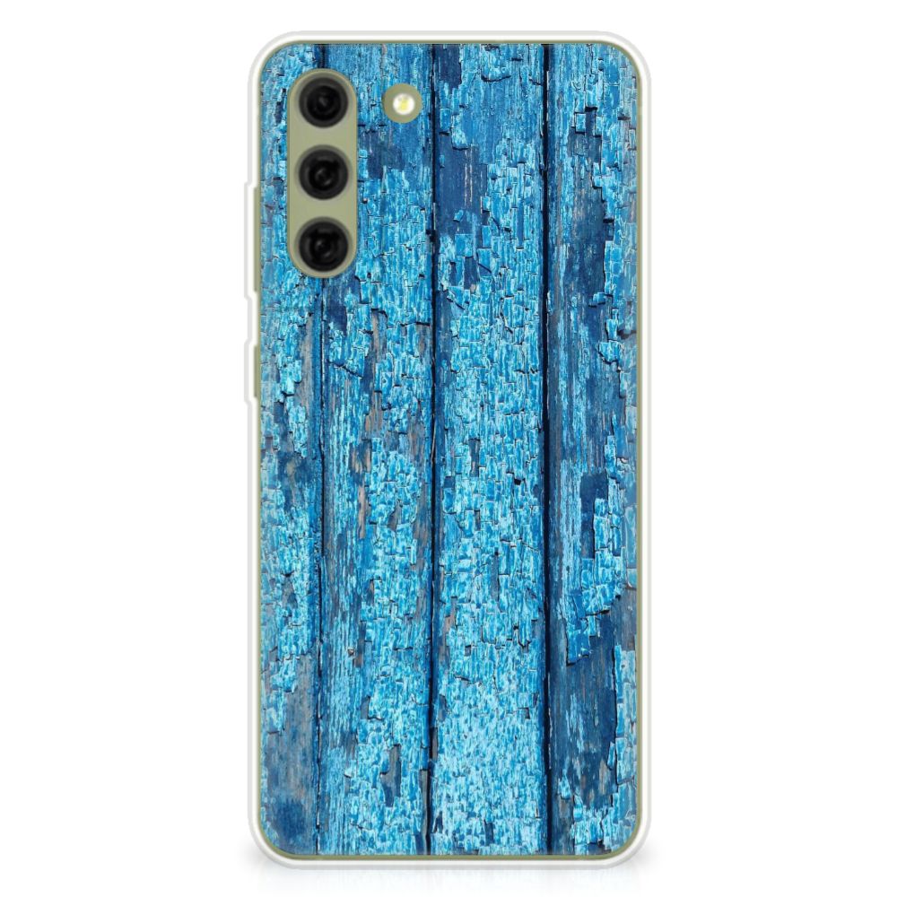 Samsung Galaxy S21FE Bumper Hoesje Wood Blue