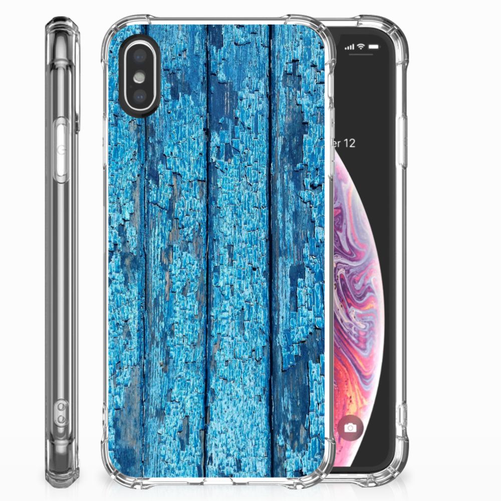 Apple iPhone X | Xs Uniek TPU Hoesje Wood Blue