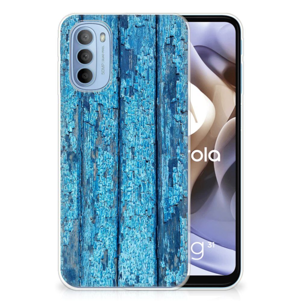 Motorola Moto G31 | G41 Bumper Hoesje Wood Blue