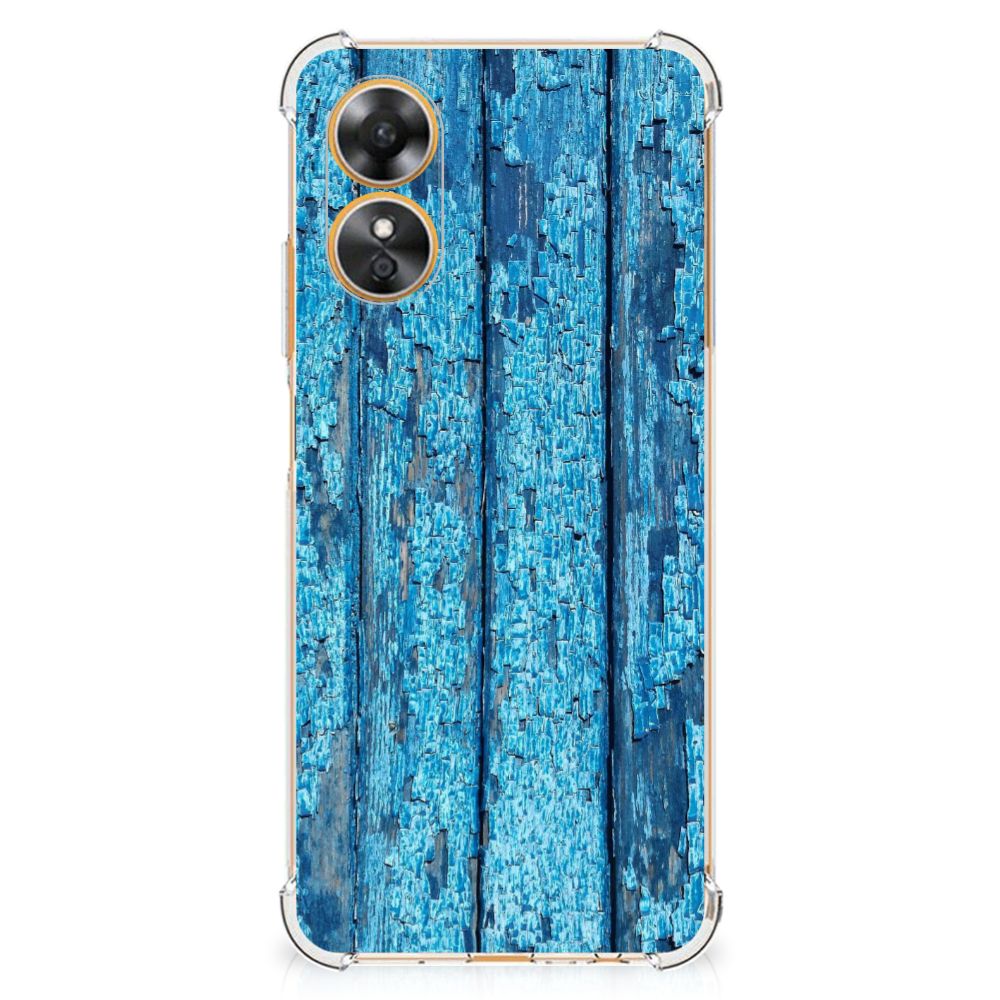 OPPO A17 Stevig Telefoonhoesje Wood Blue