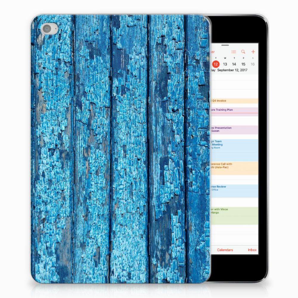Apple iPad Mini 4 | Mini 5 (2019) Silicone Tablet Hoes Wood Blue