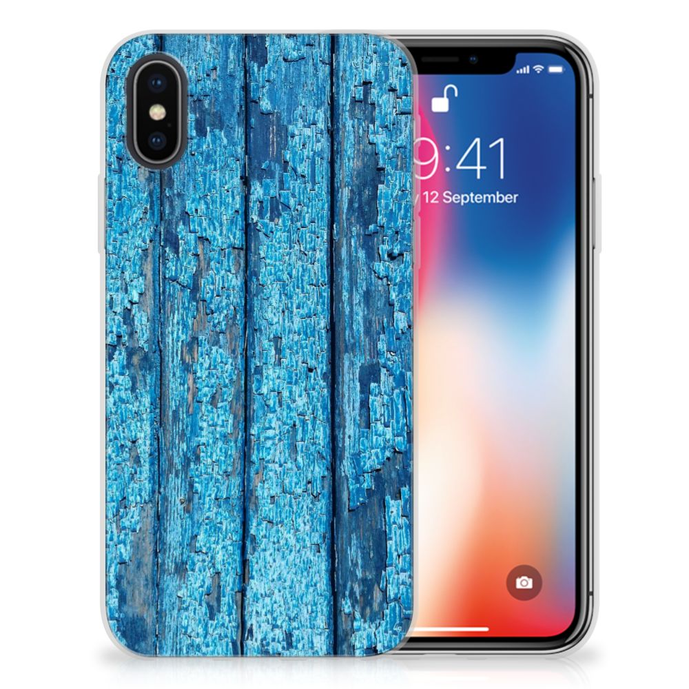Apple iPhone X | Xs Bumper Hoesje Wood Blue