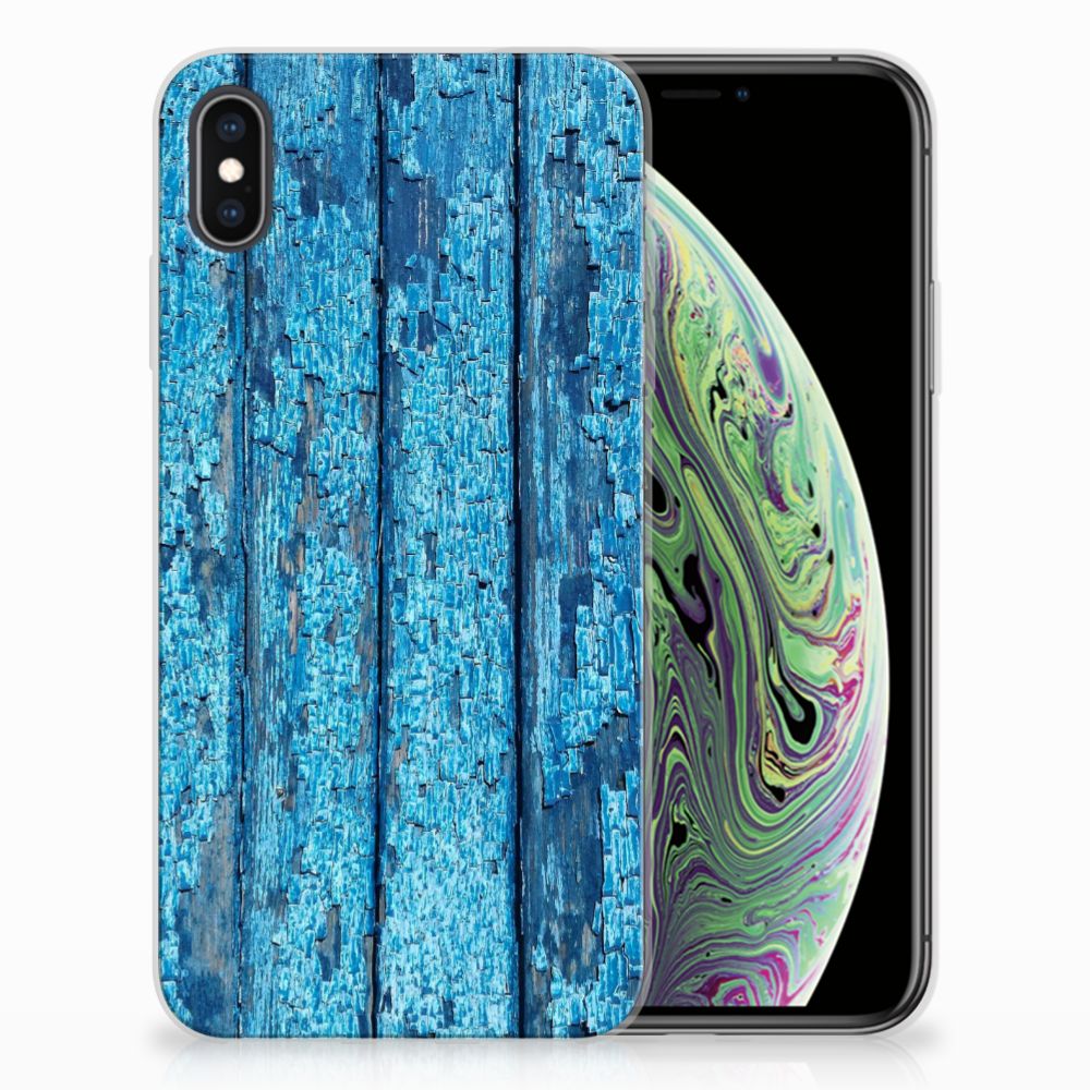 Apple iPhone Xs Max Uniek TPU Hoesje Wood Blue