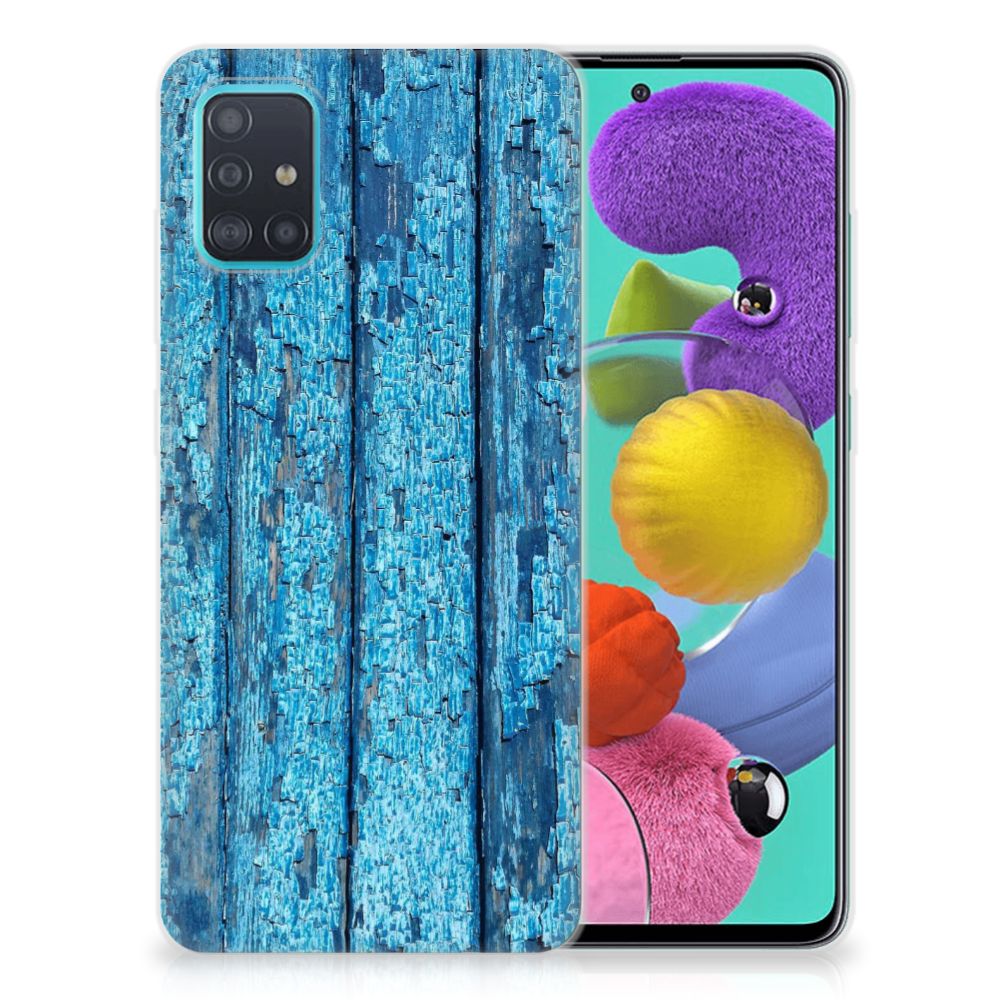 Samsung Galaxy A51 Bumper Hoesje Wood Blue