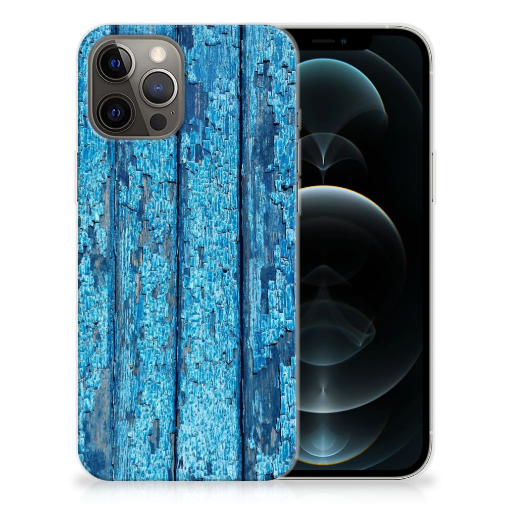 iPhone 12 Pro Max Bumper Hoesje Wood Blue