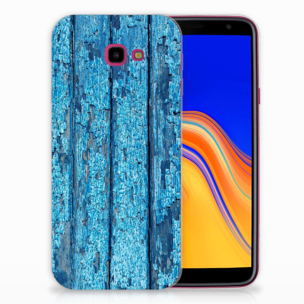 Samsung Galaxy J4 Plus (2018) Uniek TPU Hoesje Wood Blue