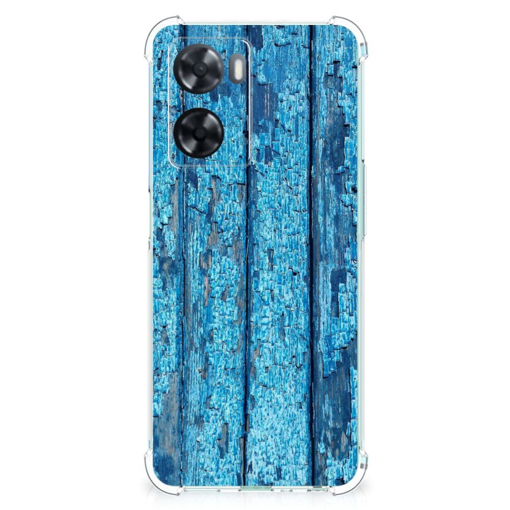 OPPO A57 | A57s | A77 4G Stevig Telefoonhoesje Wood Blue
