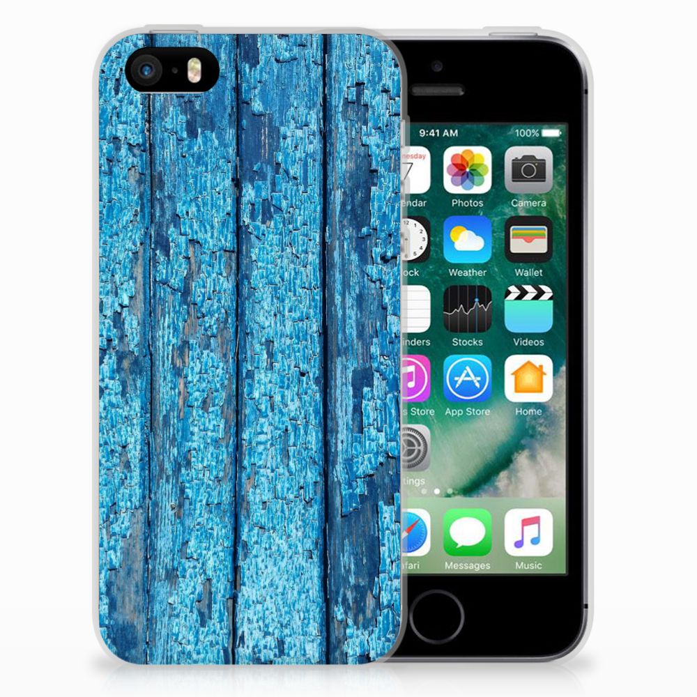 Apple iPhone SE | 5S Bumper Hoesje Wood Blue