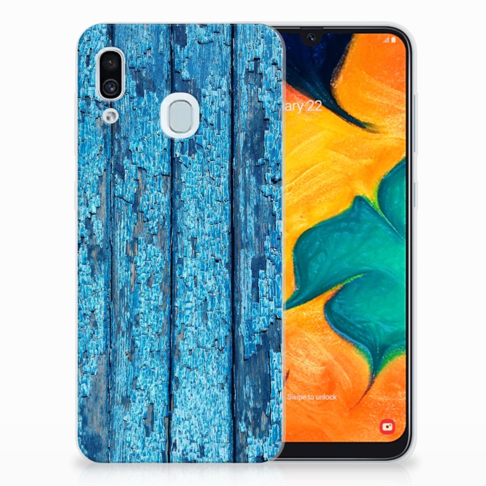 Samsung Galaxy A30 Uniek TPU Hoesje Wood Blue