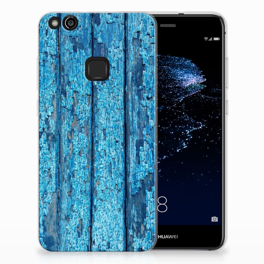 Huawei P10 Lite Uniek TPU Hoesje Wood Blue