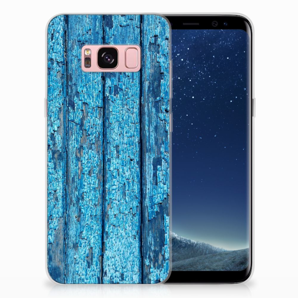 Samsung Galaxy S8 Bumper Hoesje Wood Blue