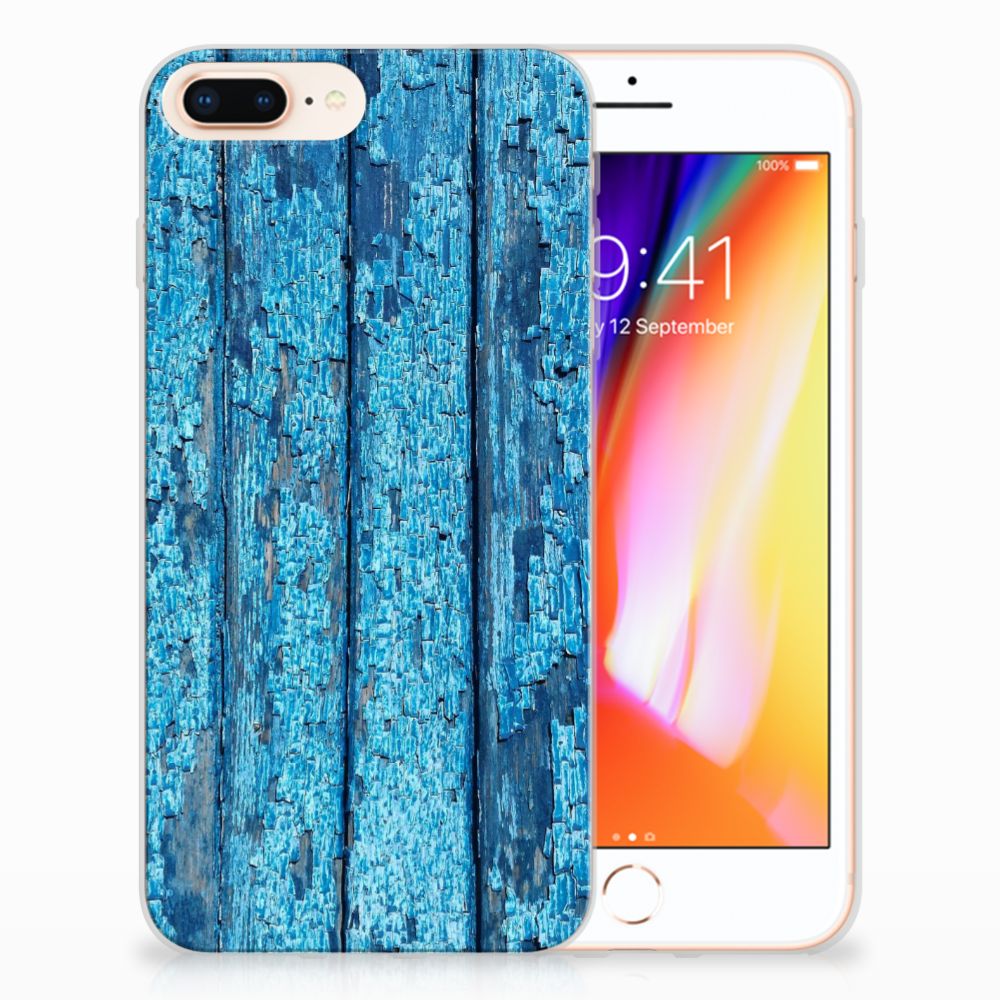 Apple iPhone 7 Plus | 8 Plus Bumper Hoesje Wood Blue