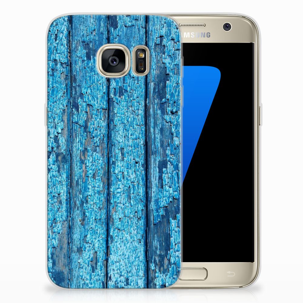Samsung Galaxy S7 Bumper Hoesje Wood Blue