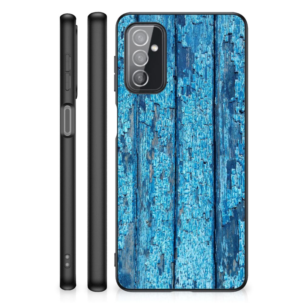 Samsung Galaxy M52 Houten Print Telefoonhoesje Wood Blue