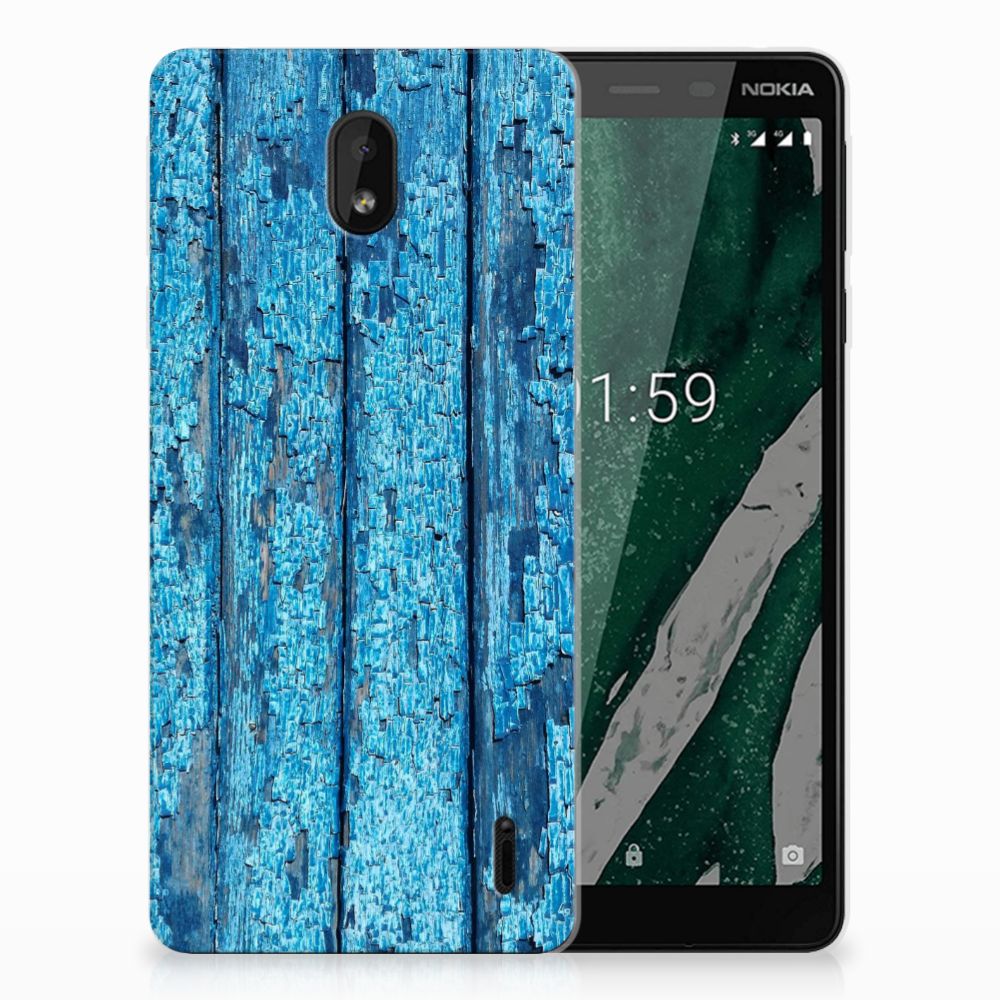 Nokia 1 Plus Bumper Hoesje Wood Blue