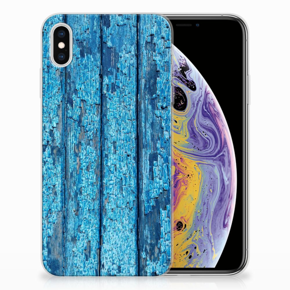 Apple iPhone Xs Max Bumper Hoesje Wood Blue